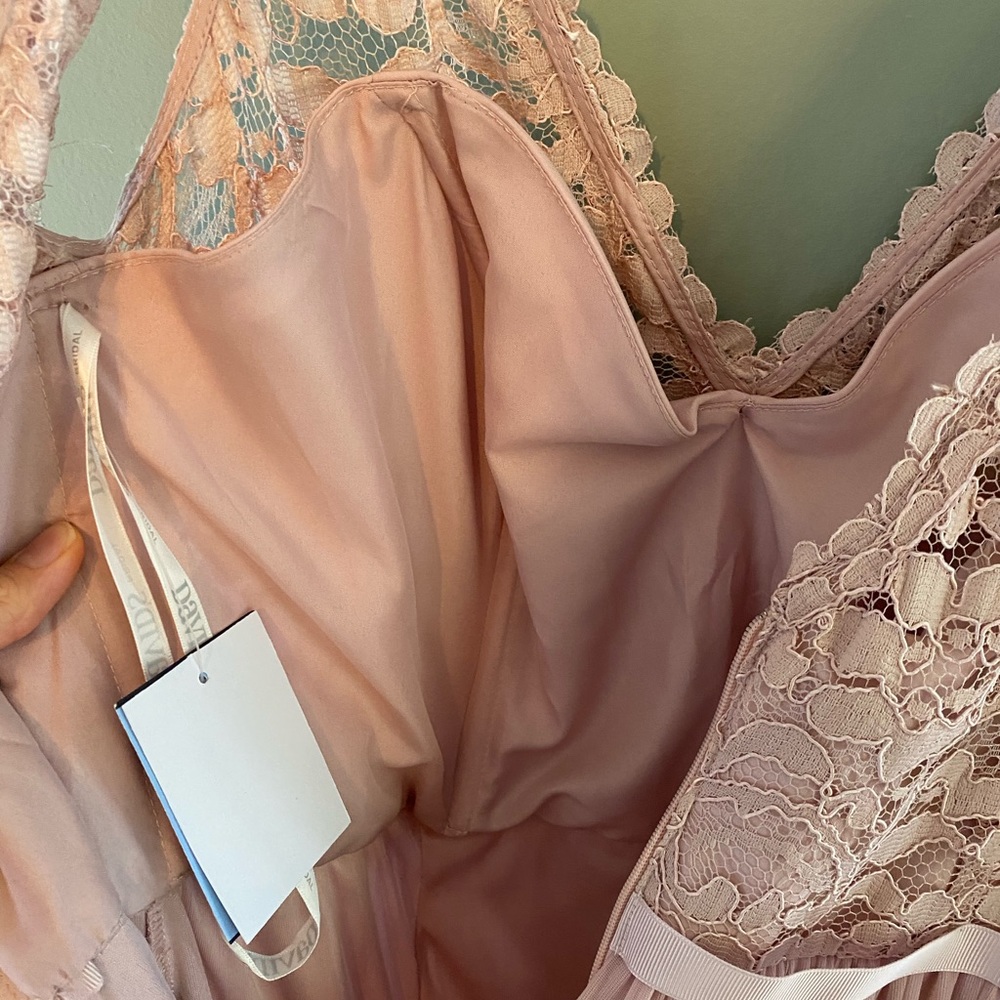 Bridesmaids Dress Lace V-Neck Cameo Long NWT 14 - Picture 10 of 11